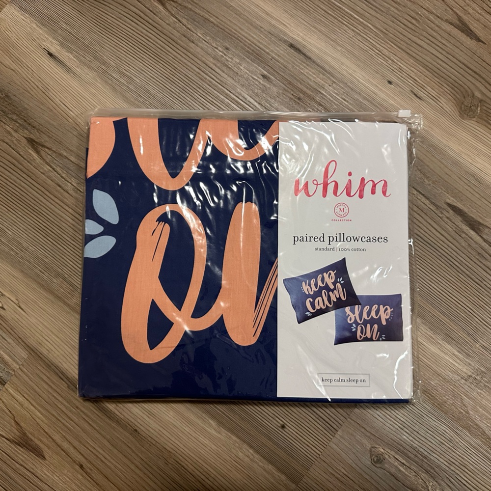 Martha Stewart Whim Paired Pillowcases Keep Calm Sleep On